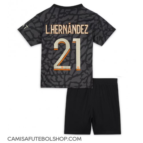 Camisa de time de futebol Paris Saint-Germain Lucas Hernandez #21 Replicas 3º Equipamento Infantil 2023-24 Manga Curta (+ Calças curtas)
